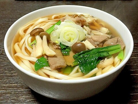 簡単「しめじ肉うどん」